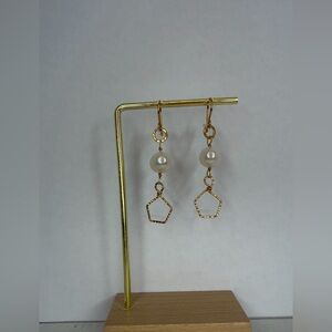 Brass Pearl Drop Earrings
